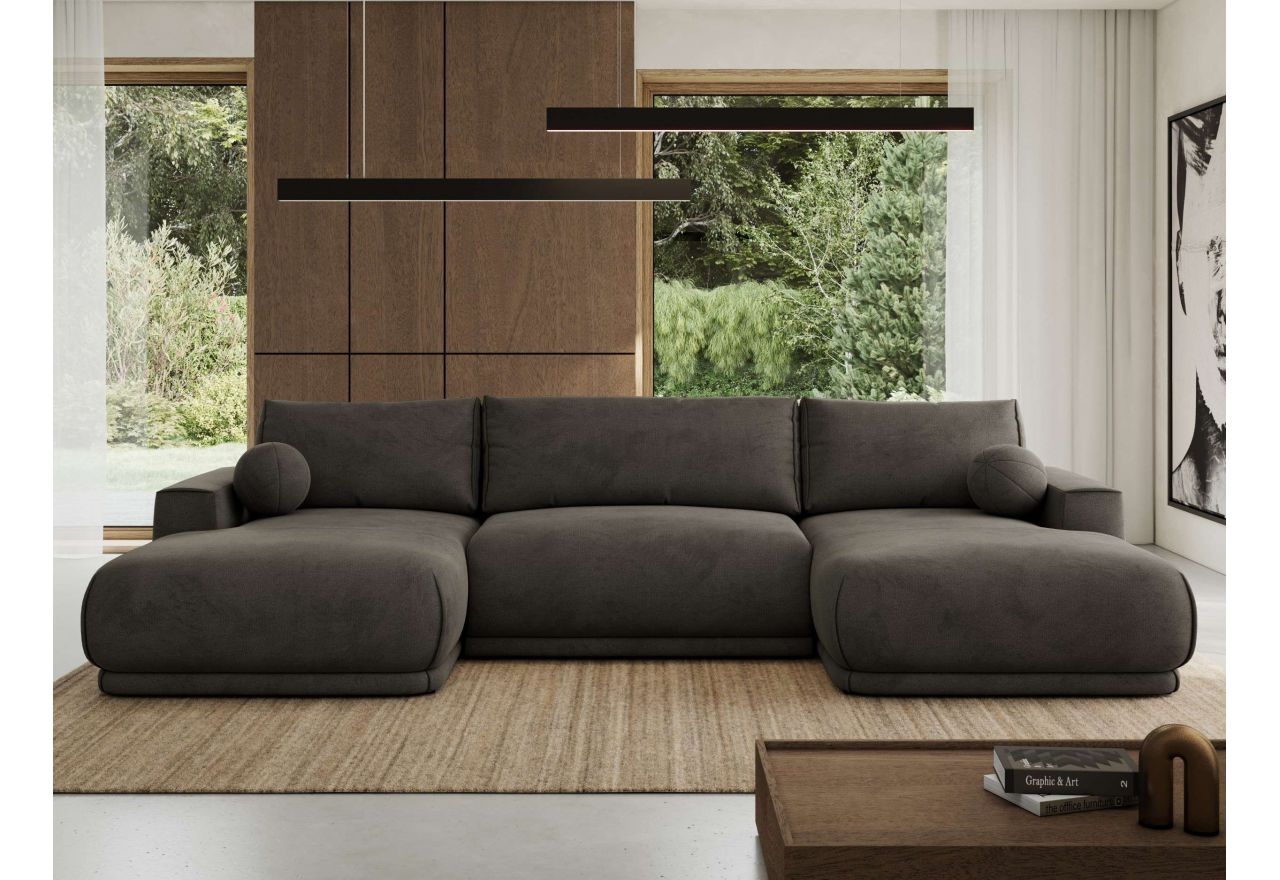 Narożnik RINA U - uniwersalny - ciemnoszary, welwet