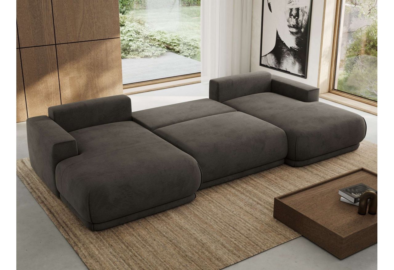 Narożnik RINA U - uniwersalny - ciemnoszary, welwet