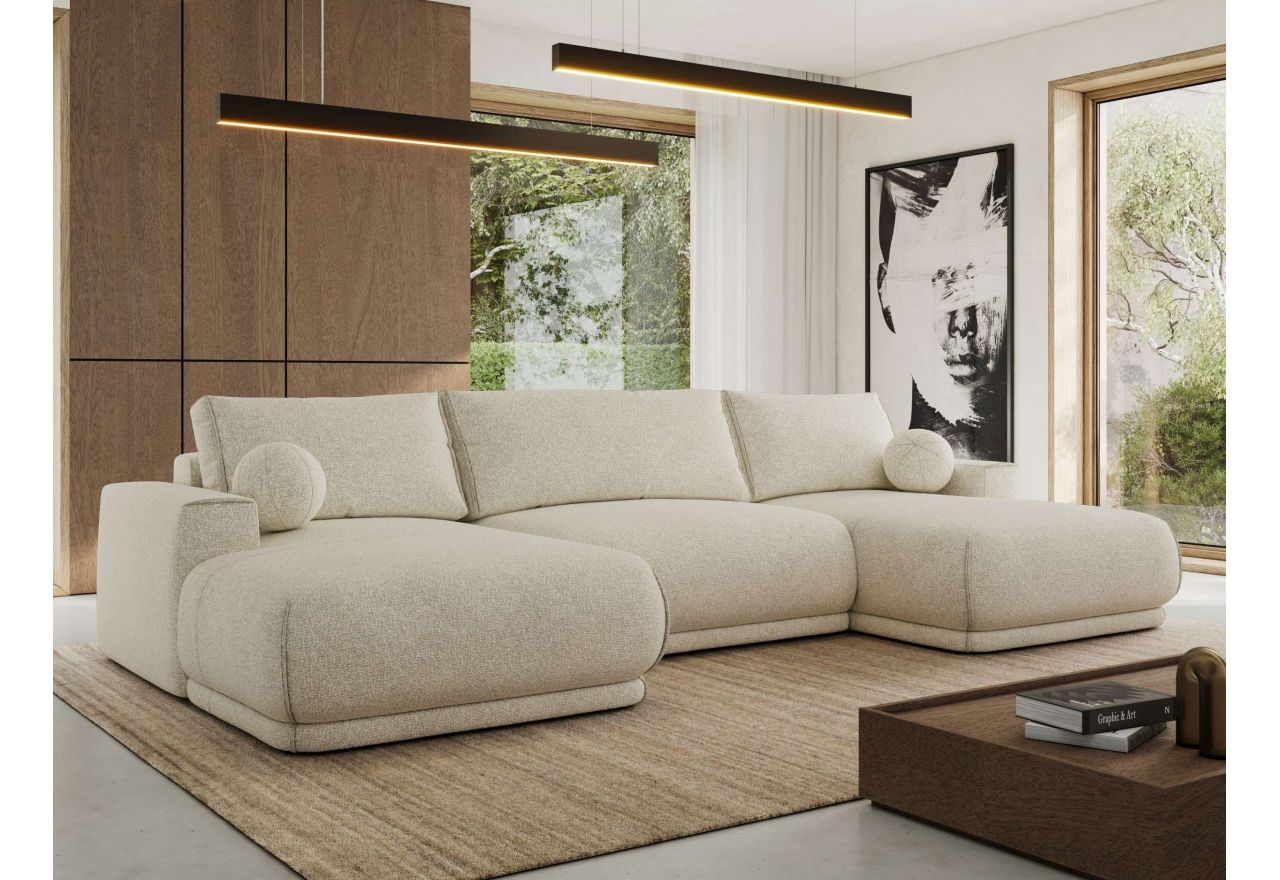 Narożnik RINA U - uniwersalny - kremowy, struktura