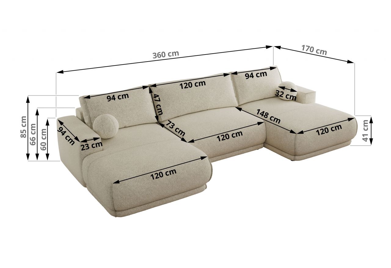 Narożnik RINA U - uniwersalny - kremowy, struktura