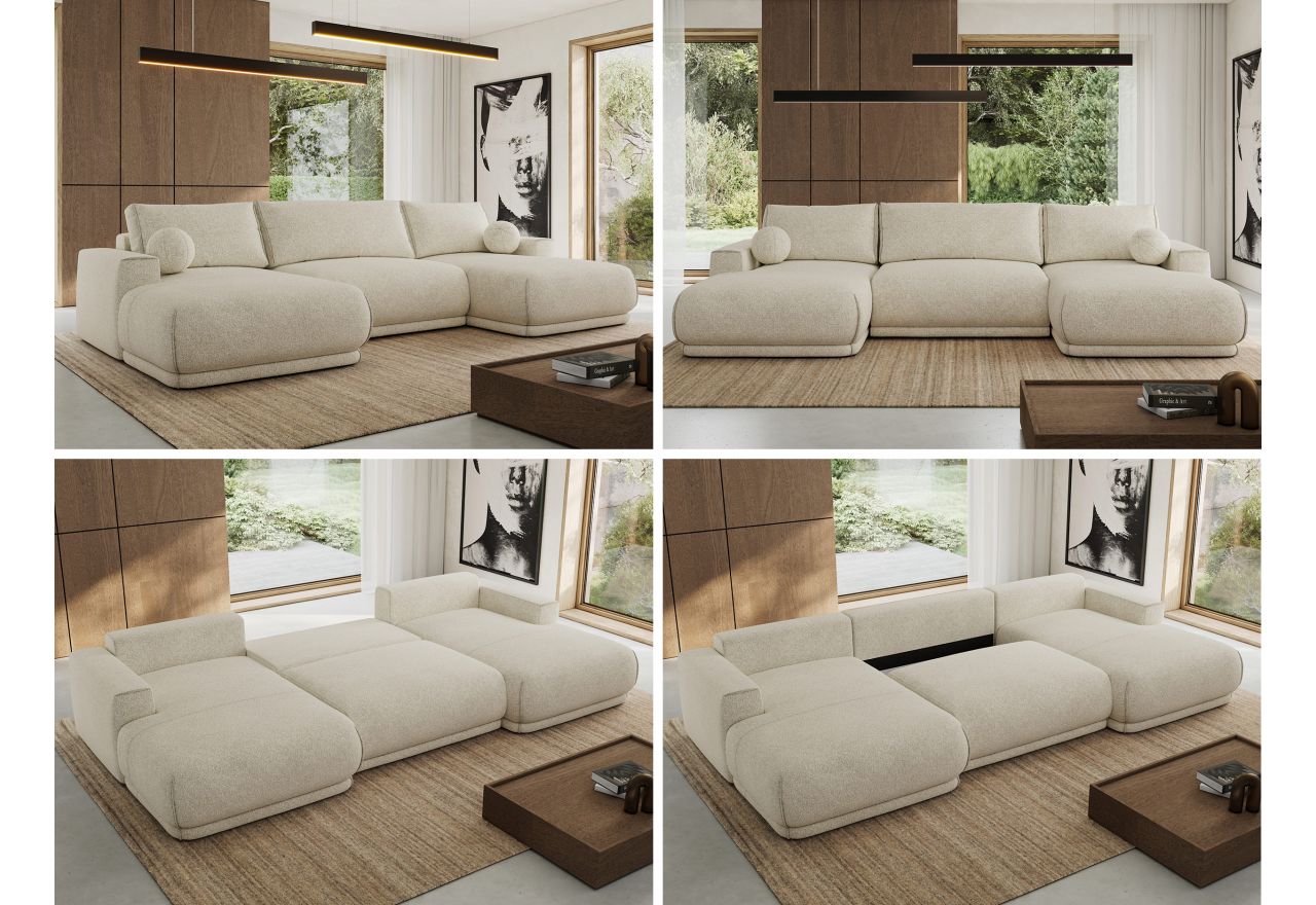 Narożnik RINA U - uniwersalny - kremowy, struktura