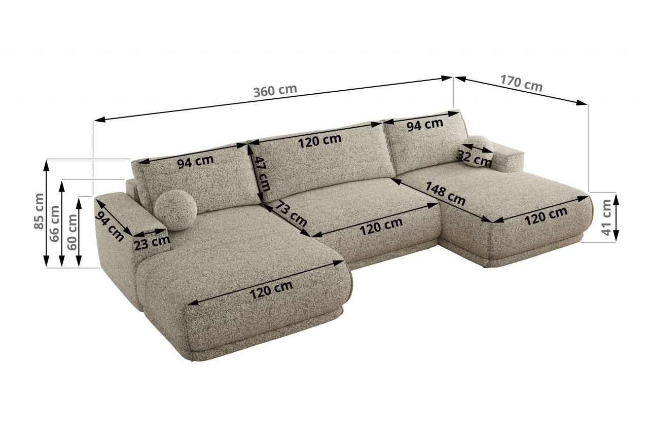 Narożnik RINA U - uniwersalny - beżowy, struktura