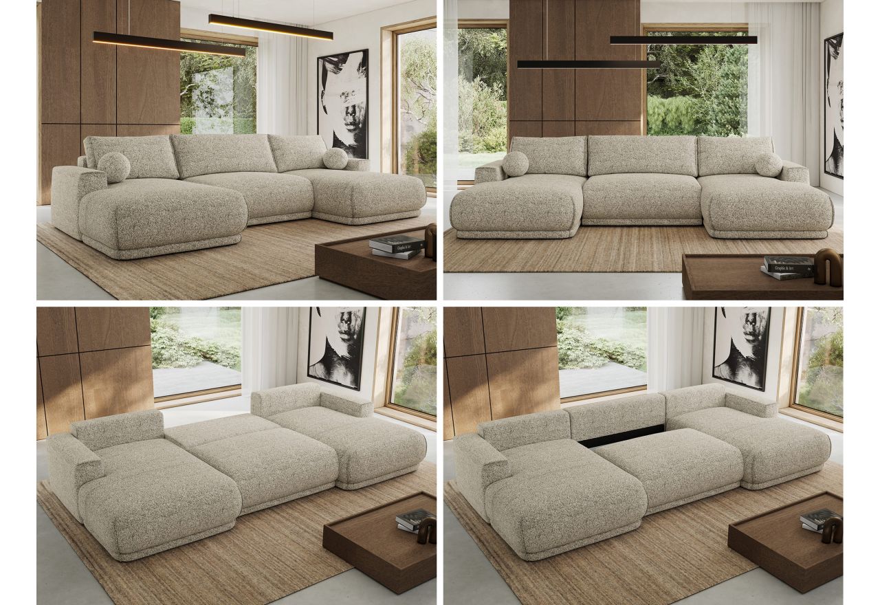 Narożnik RINA U - uniwersalny - beżowy, struktura