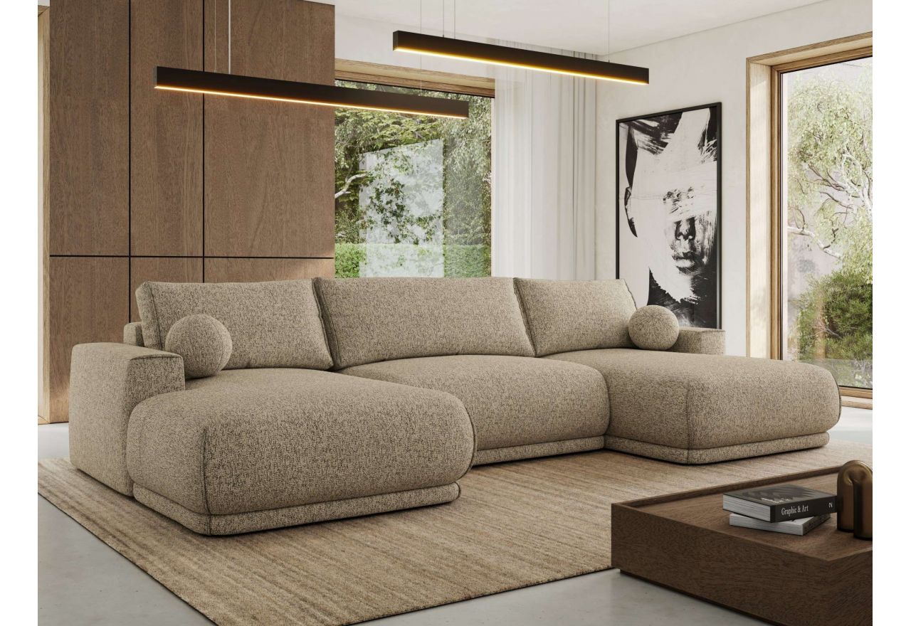 Narożnik RINA U - uniwersalny - ciemnobeżowy, struktura