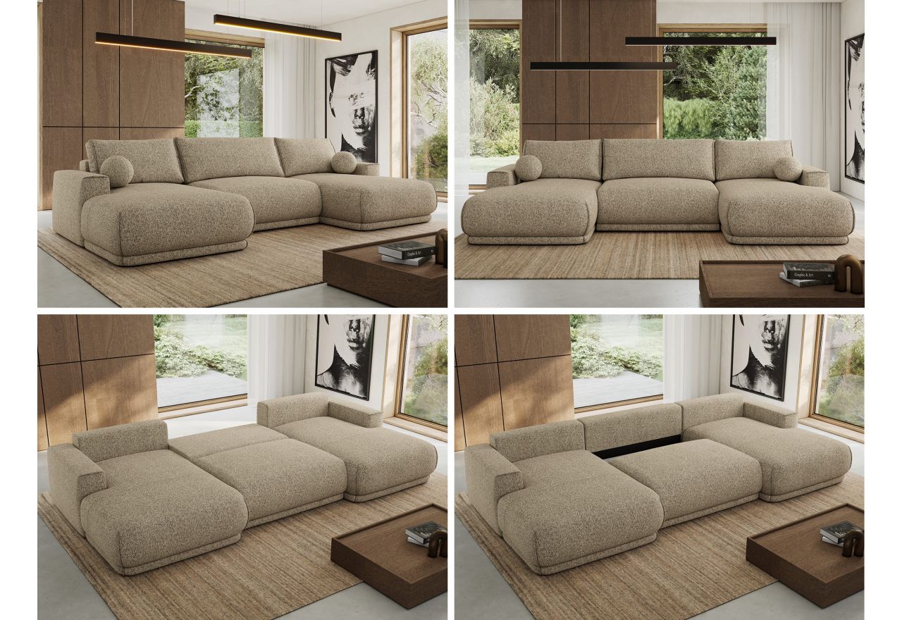 Narożnik RINA U - uniwersalny - ciemnobeżowy, struktura