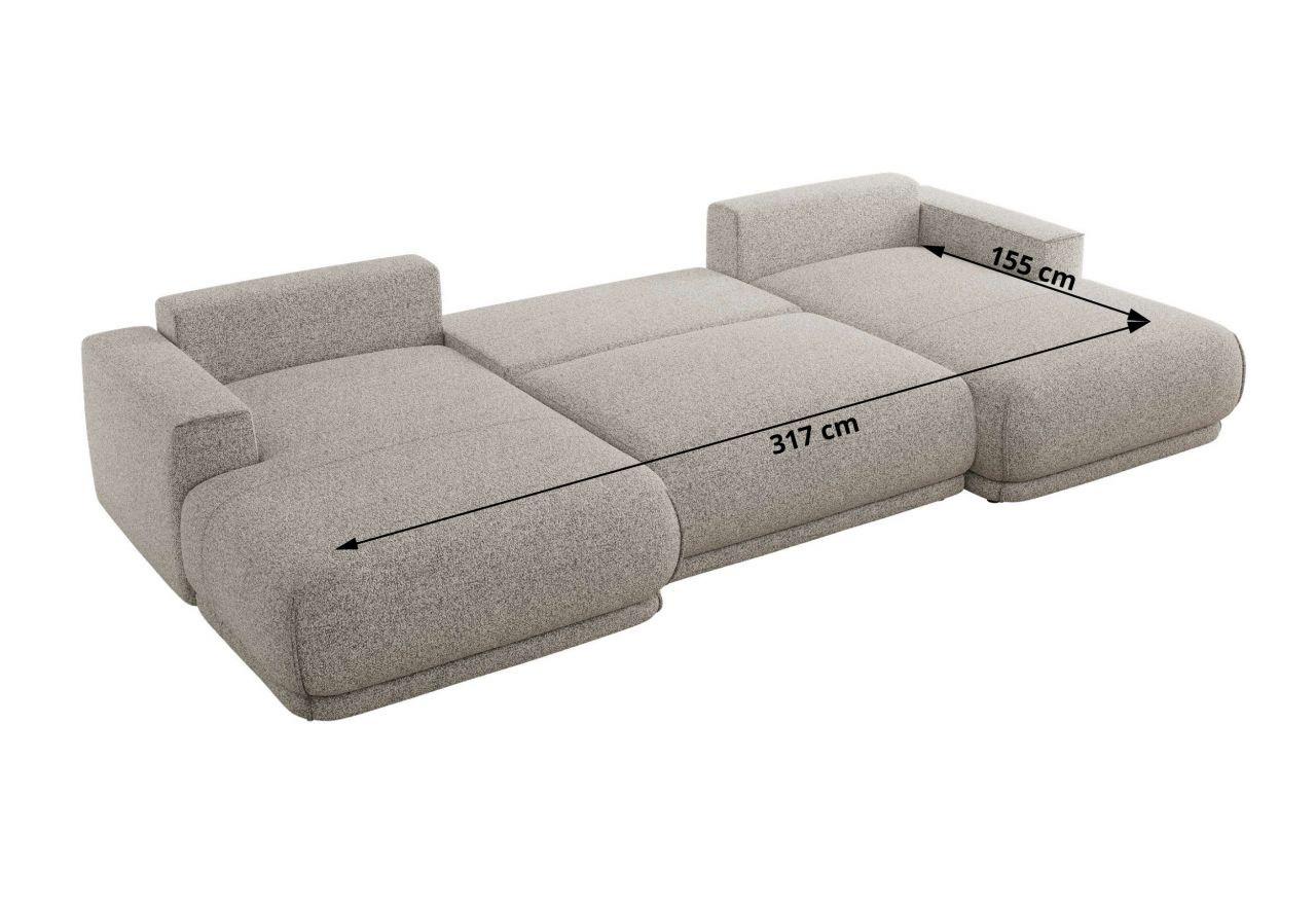 Narożnik RINA U - uniwersalny - jasnoszary, struktura