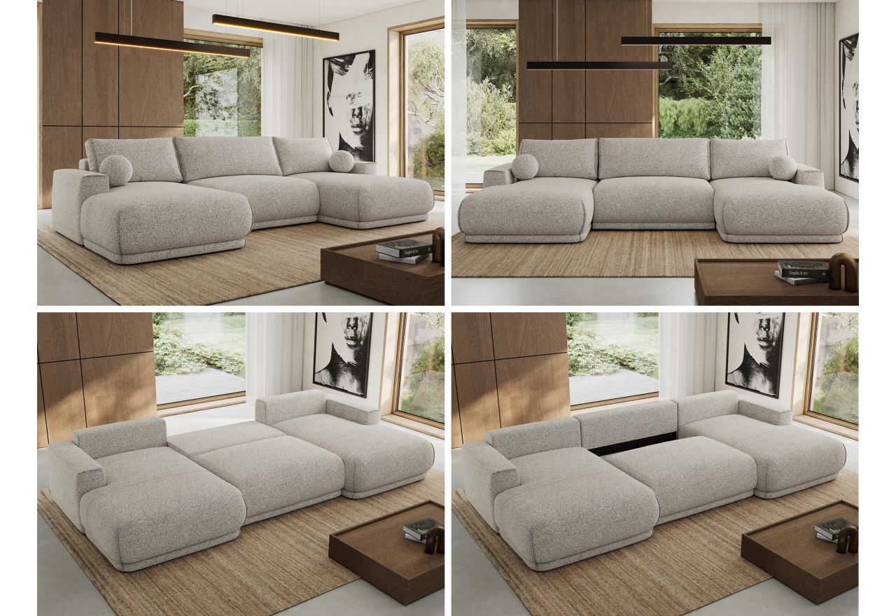 Narożnik RINA U - uniwersalny - jasnoszary, struktura