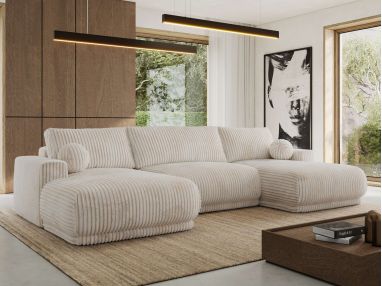 Narożnik RINA U - uniwersalny - beżowy, sztruks