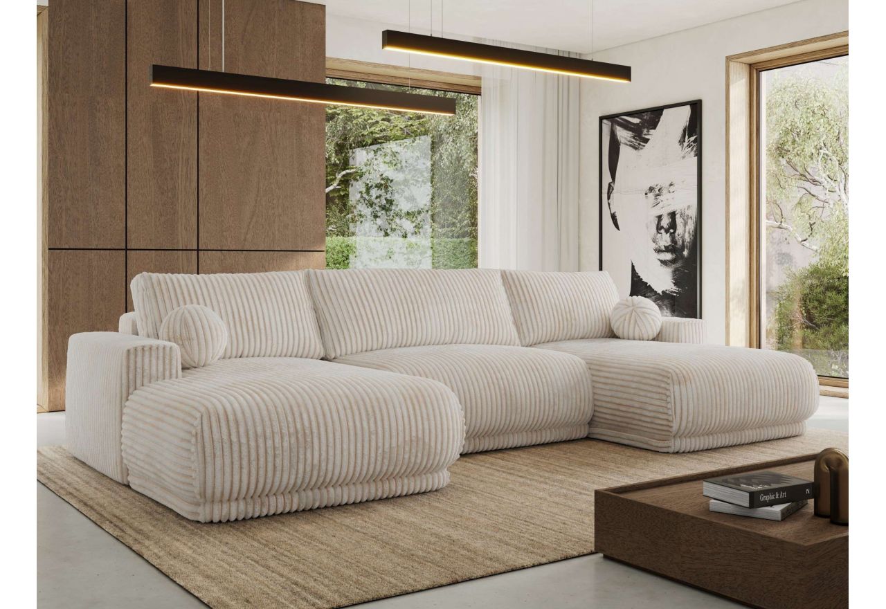 Narożnik RINA U - uniwersalny - beżowy, sztruks