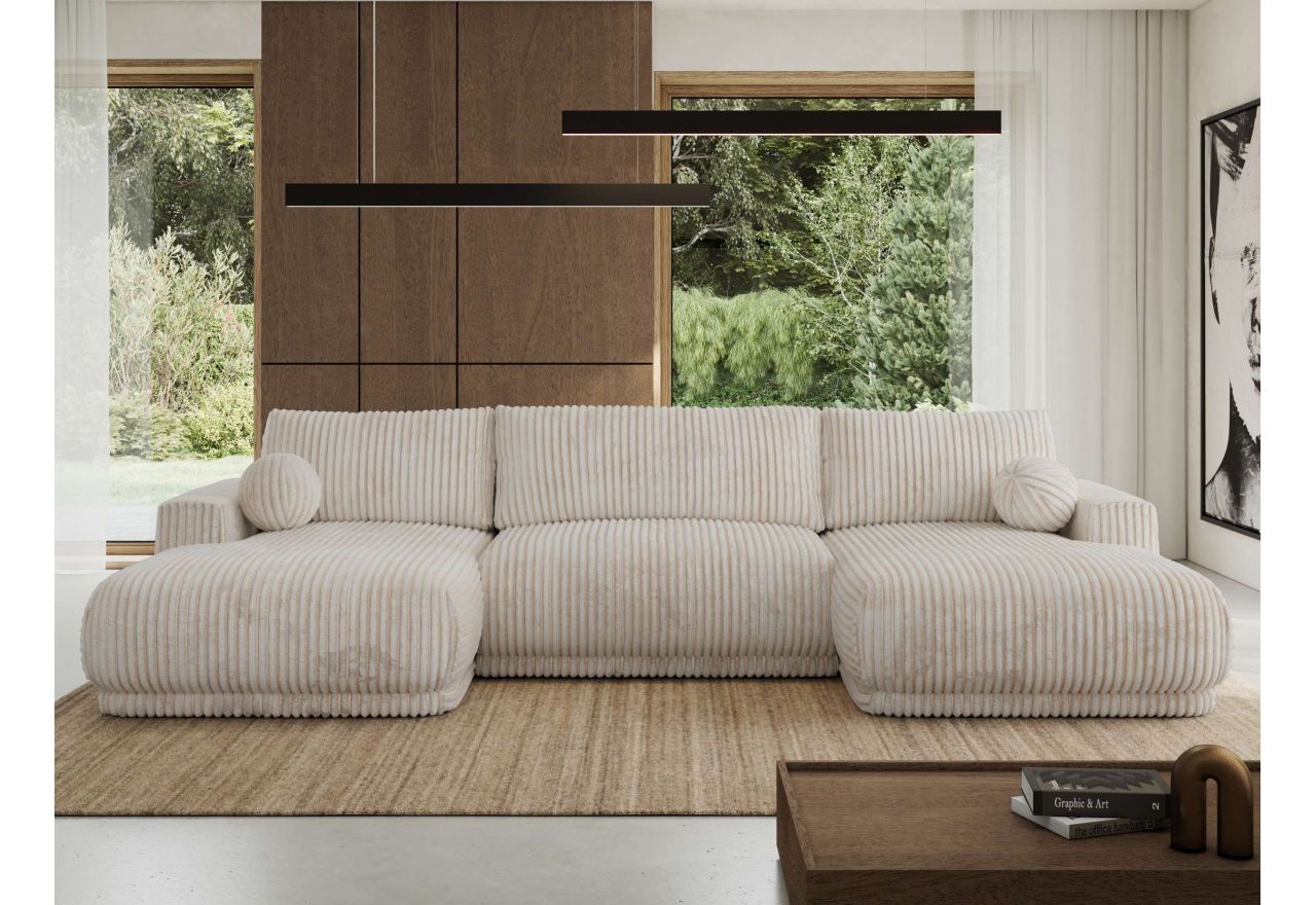 Narożnik RINA U - uniwersalny - beżowy, sztruks