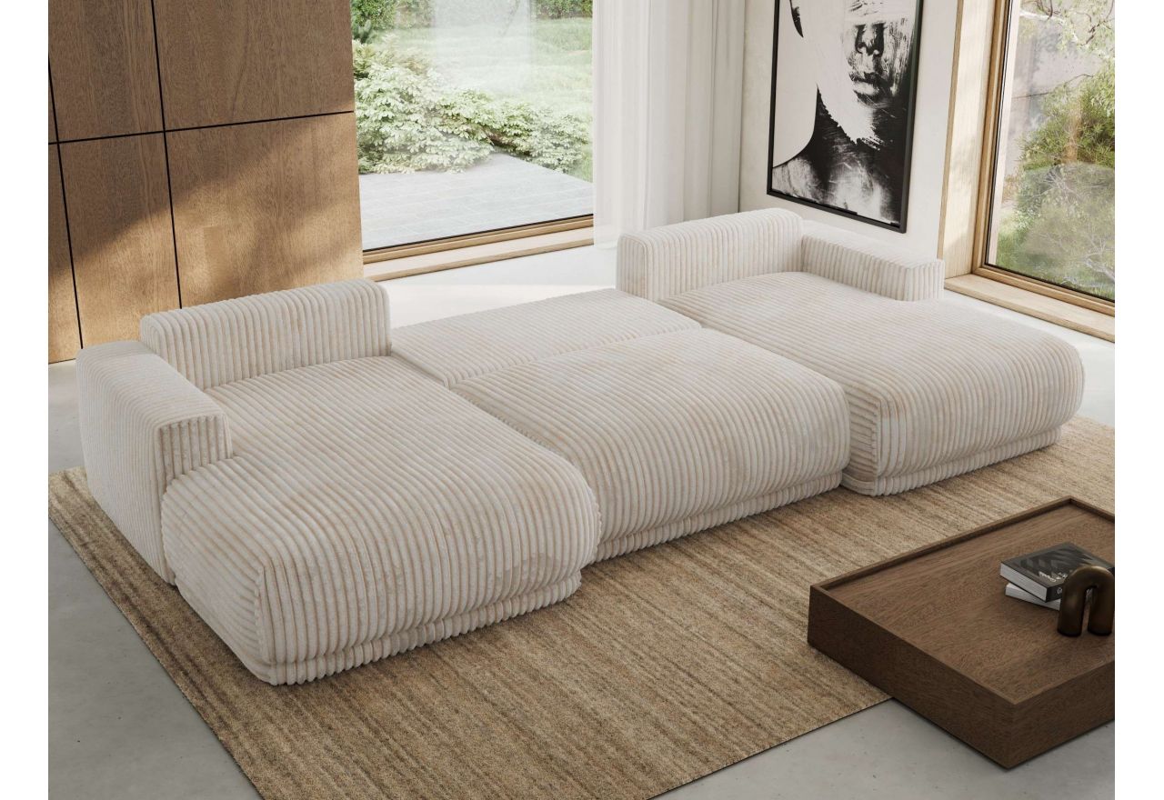 Narożnik RINA U - uniwersalny - beżowy, sztruks