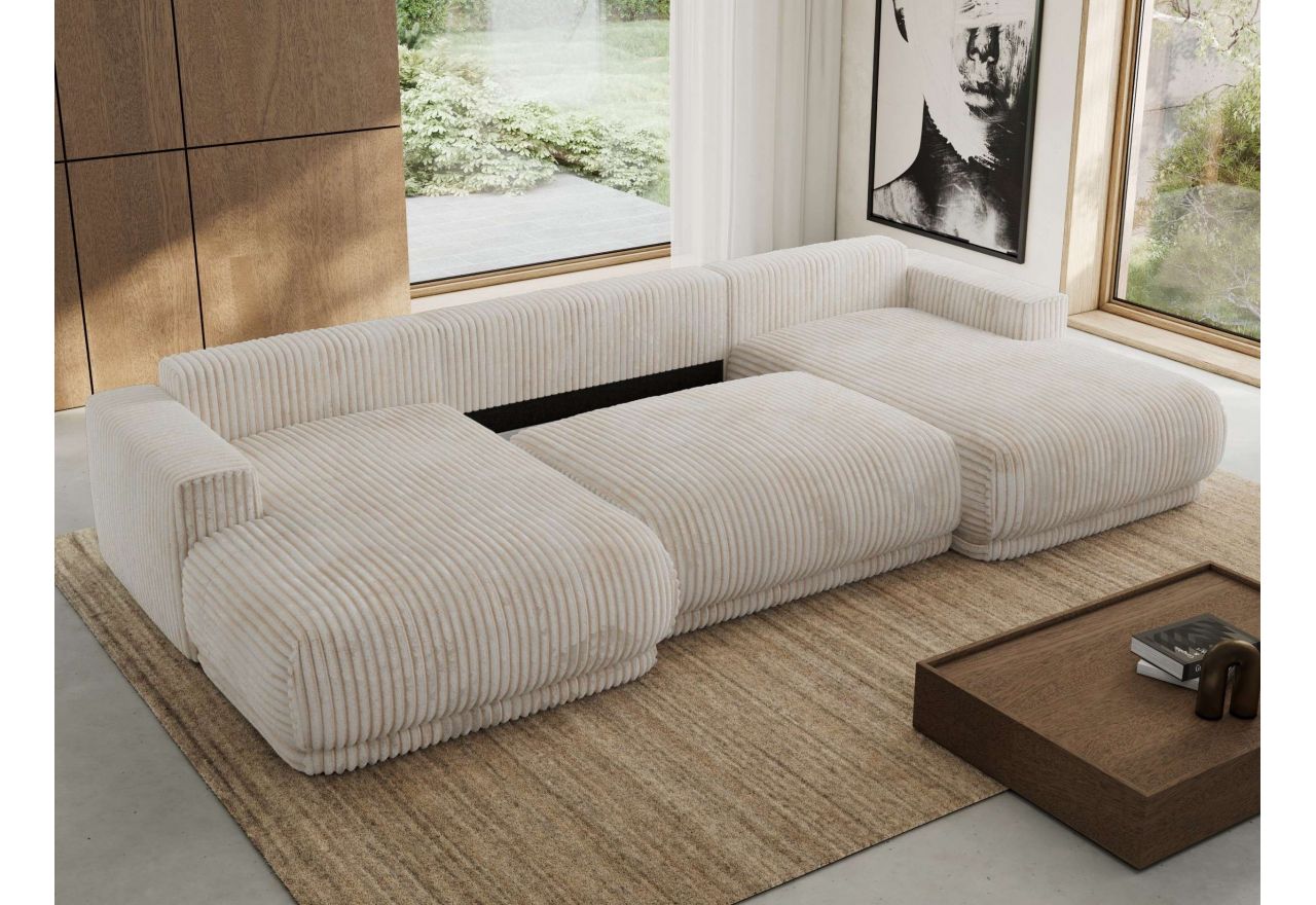 Narożnik RINA U - uniwersalny - beżowy, sztruks