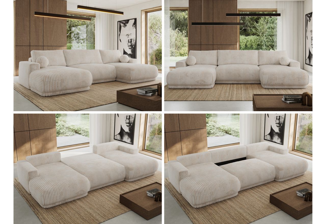 Narożnik RINA U - uniwersalny - beżowy, sztruks