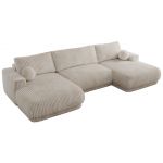 Narożnik RINA U - uniwersalny - beżowy, sztruks