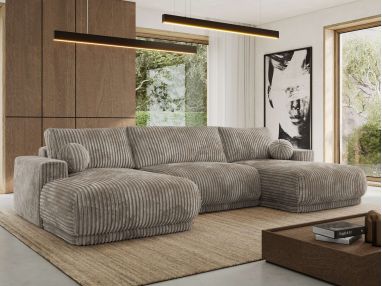 Narożnik RINA U - uniwersalny - jasnobrązowy, sztruks