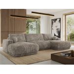 Narożnik RINA U - uniwersalny - jasnobrązowy, sztruks