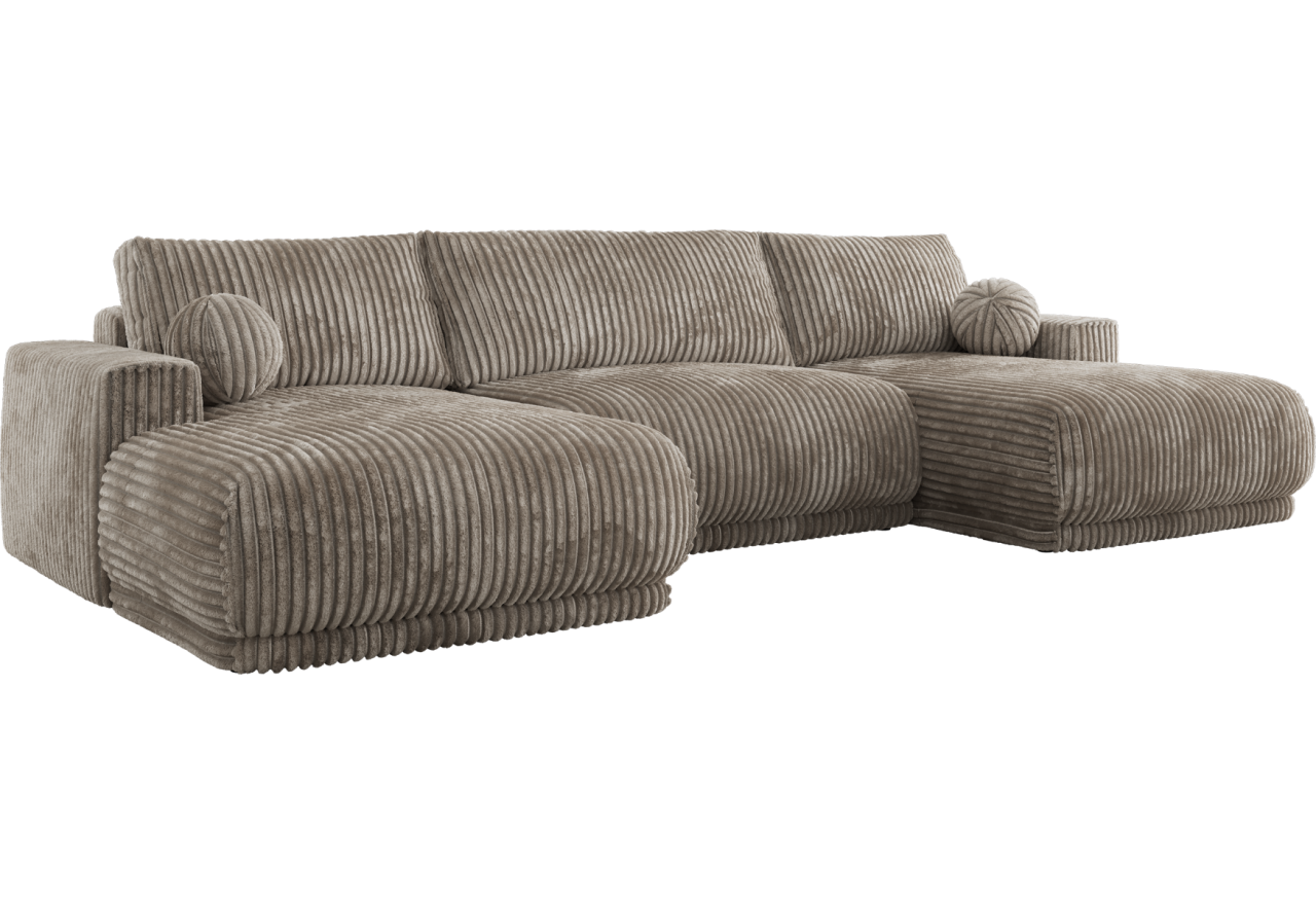 Narożnik RINA U - uniwersalny - jasnobrązowy, sztruks