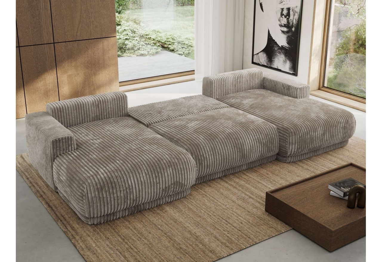 Narożnik RINA U - uniwersalny - jasnobrązowy, sztruks