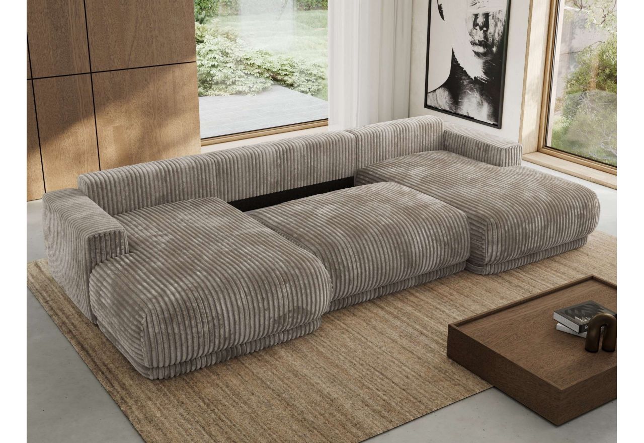 Narożnik RINA U - uniwersalny - jasnobrązowy, sztruks