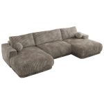 Narożnik RINA U - uniwersalny - jasnobrązowy, sztruks