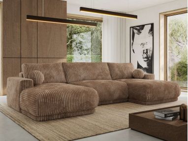 Narożnik RINA U - uniwersalny - brązowy, sztruks