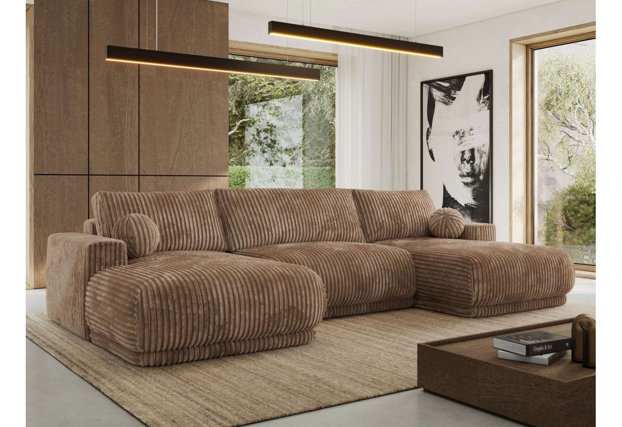 Narożnik RINA U - uniwersalny - brązowy, sztruks