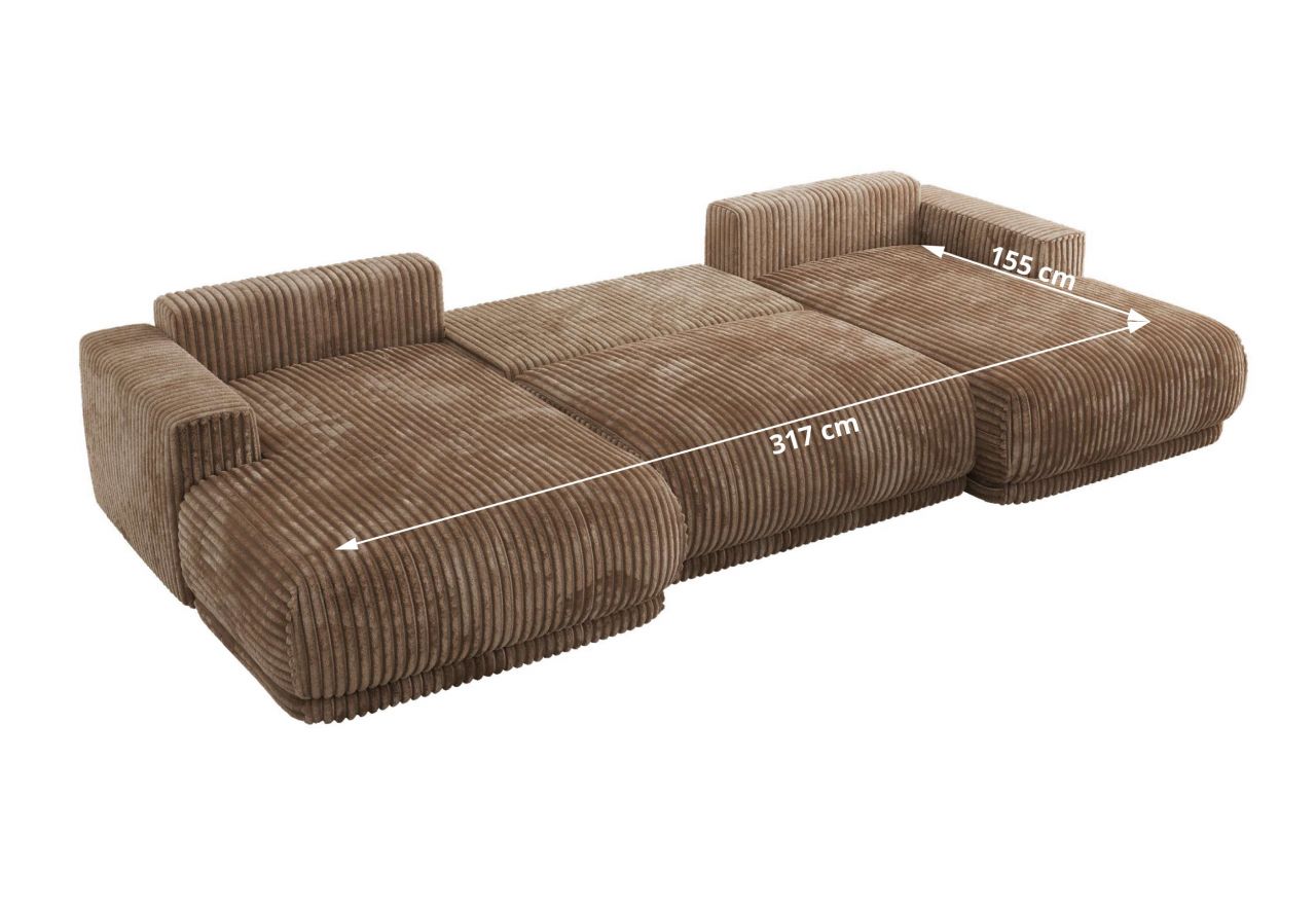 Narożnik RINA U - uniwersalny - brązowy, sztruks