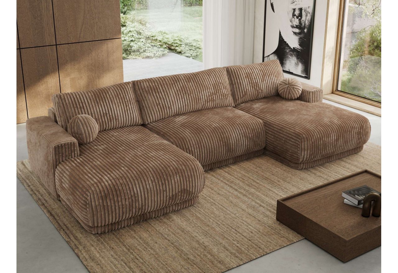 Narożnik RINA U - uniwersalny - brązowy, sztruks