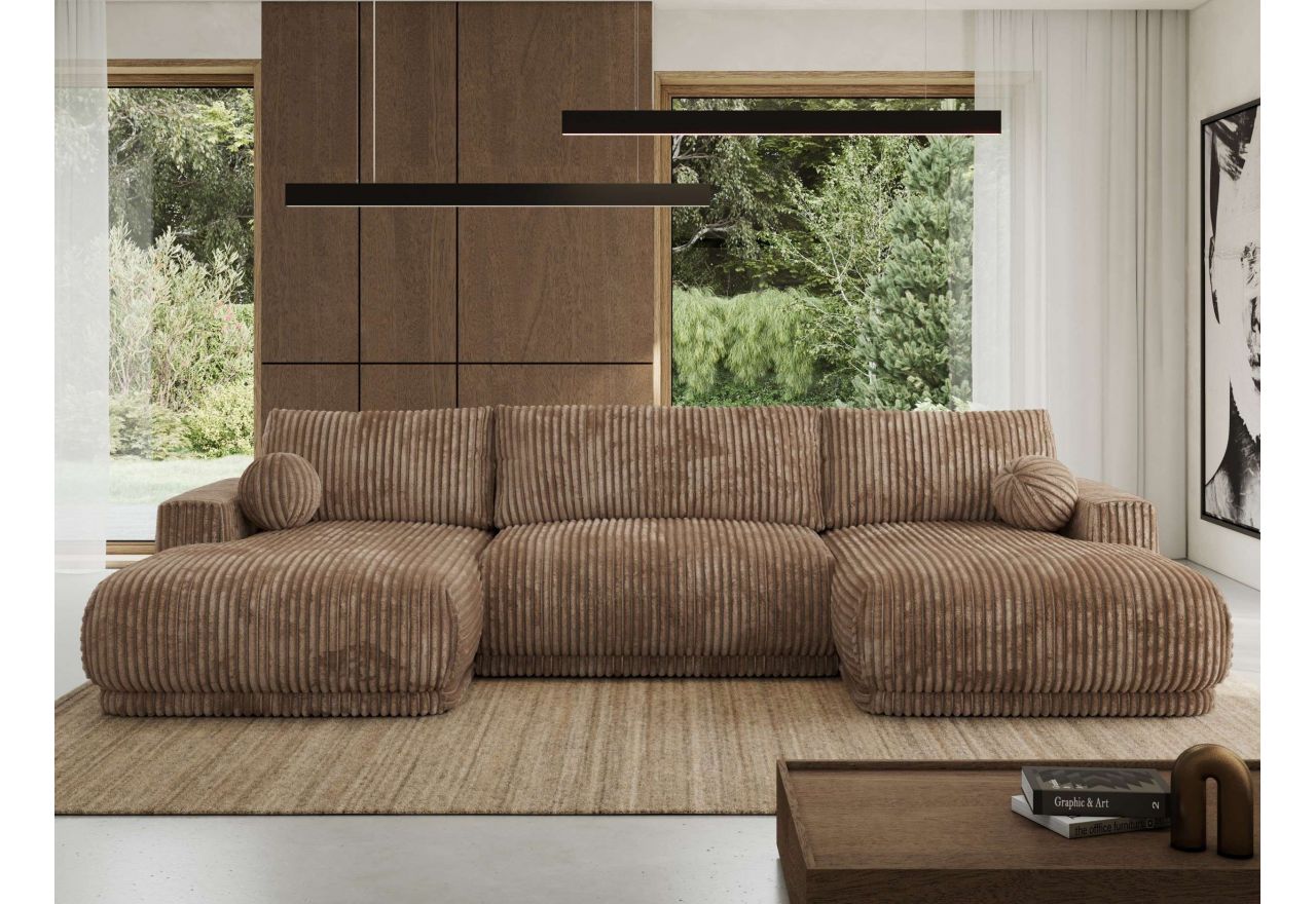 Narożnik RINA U - uniwersalny - brązowy, sztruks