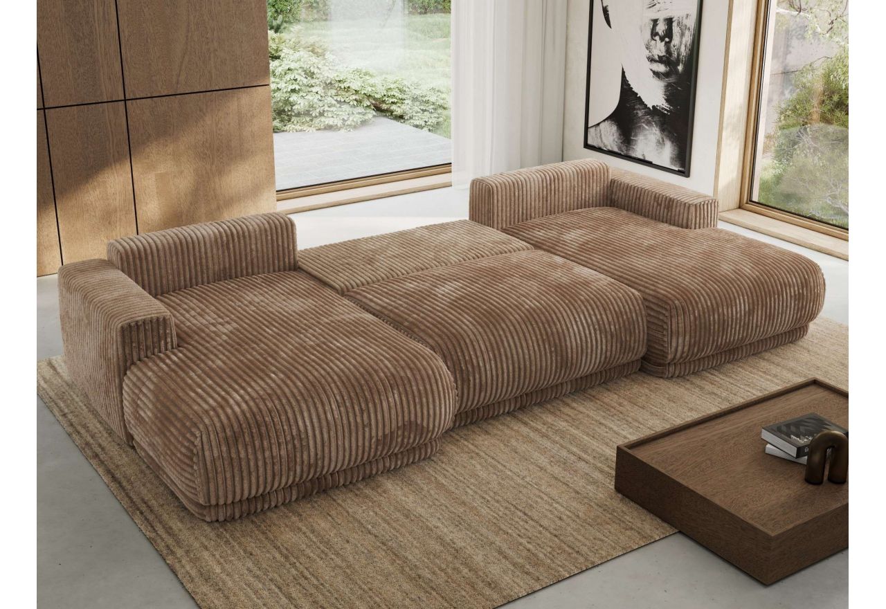 Narożnik RINA U - uniwersalny - brązowy, sztruks