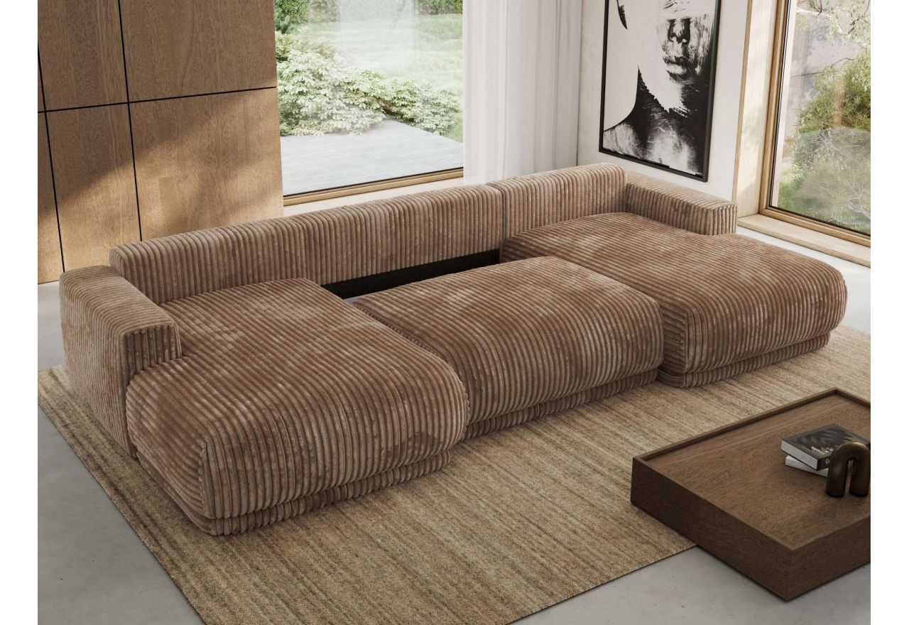 Narożnik RINA U - uniwersalny - brązowy, sztruks