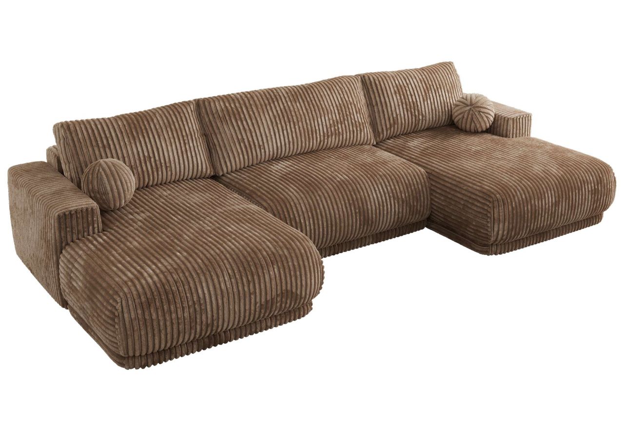 Narożnik RINA U - uniwersalny - brązowy, sztruks