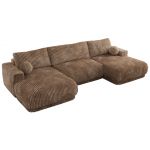 Narożnik RINA U - uniwersalny - brązowy, sztruks