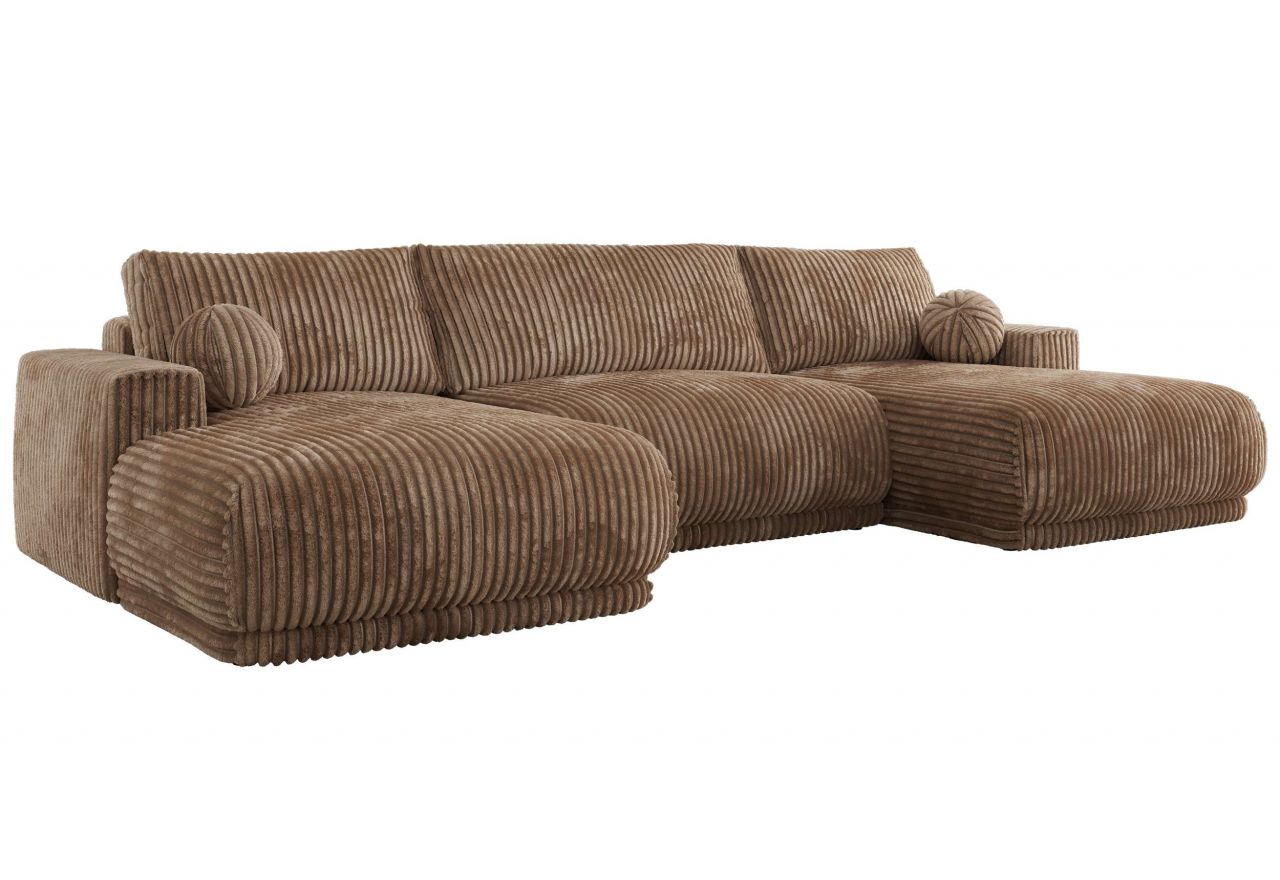 Narożnik RINA U - uniwersalny - brązowy, sztruks