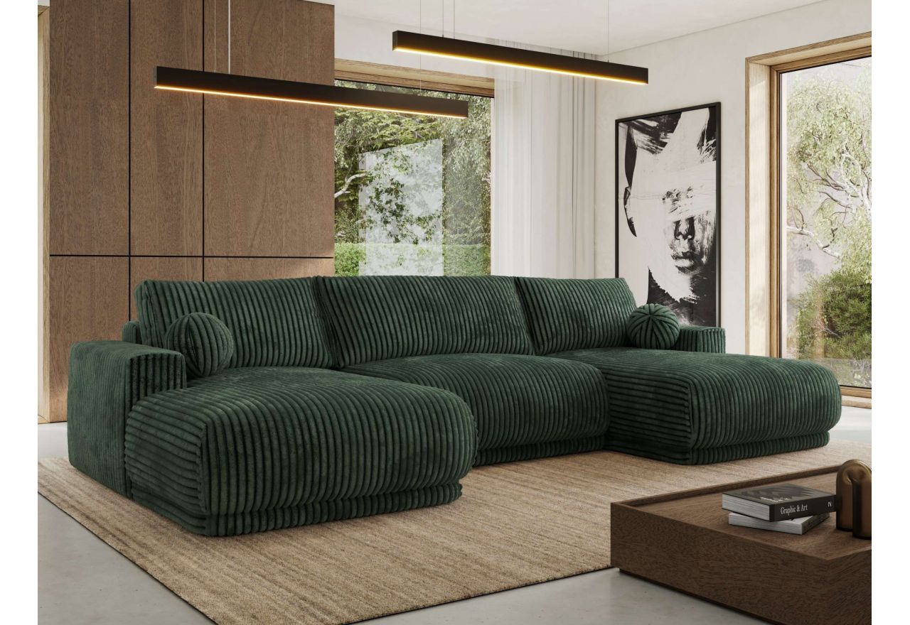 Narożnik RINA U - uniwersalny - ciemnozielony, sztruks