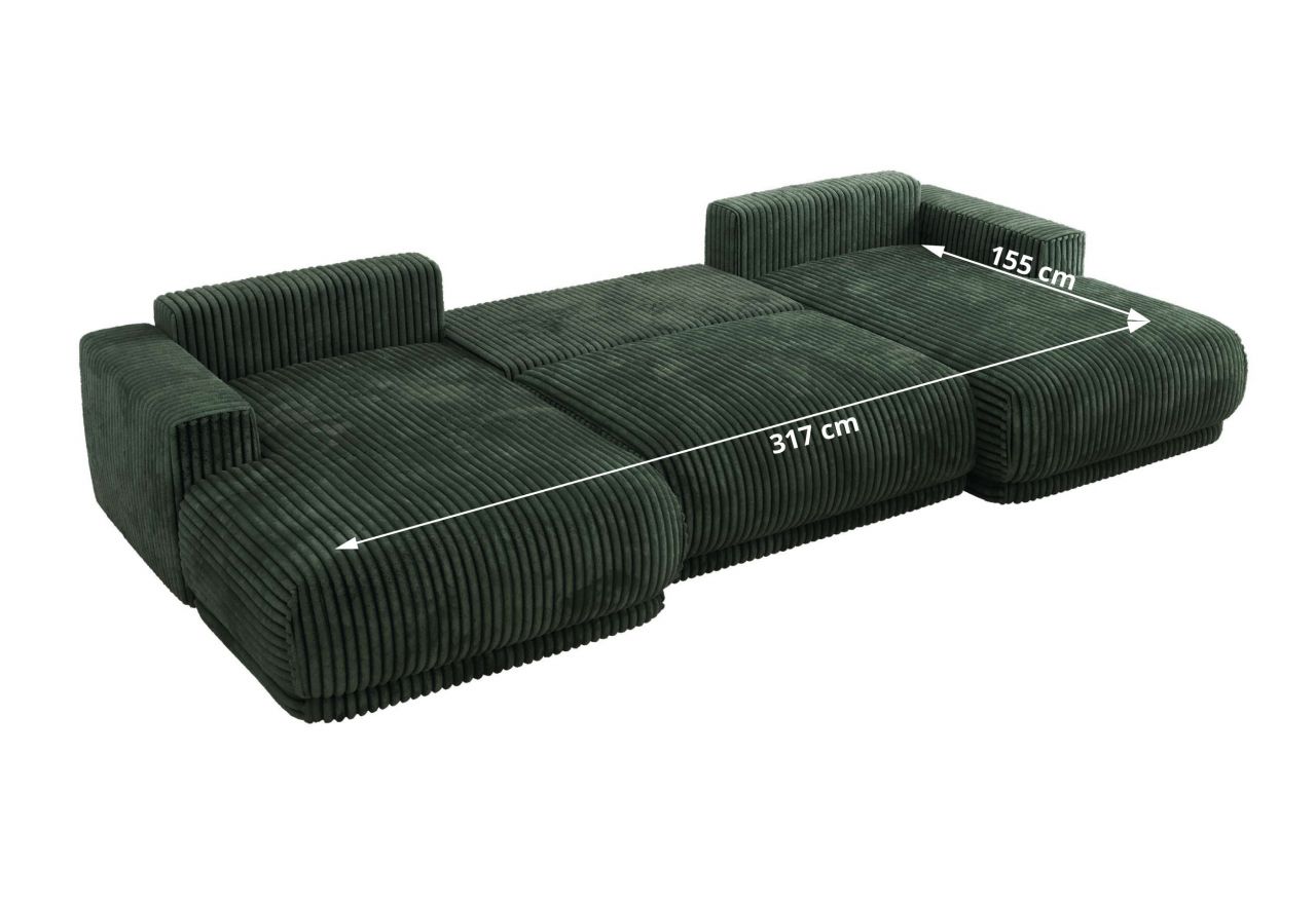 Narożnik RINA U - uniwersalny - ciemnozielony, sztruks