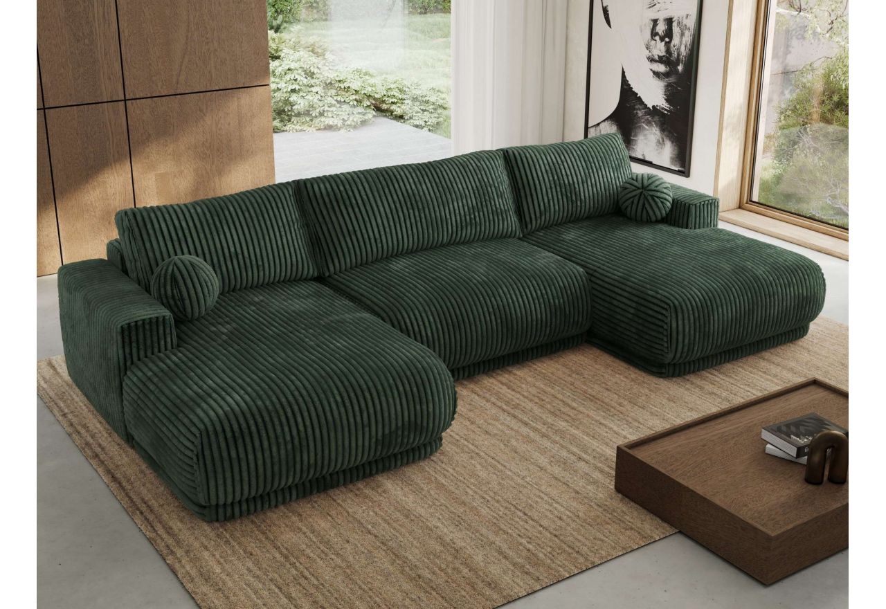 Narożnik RINA U - uniwersalny - ciemnozielony, sztruks