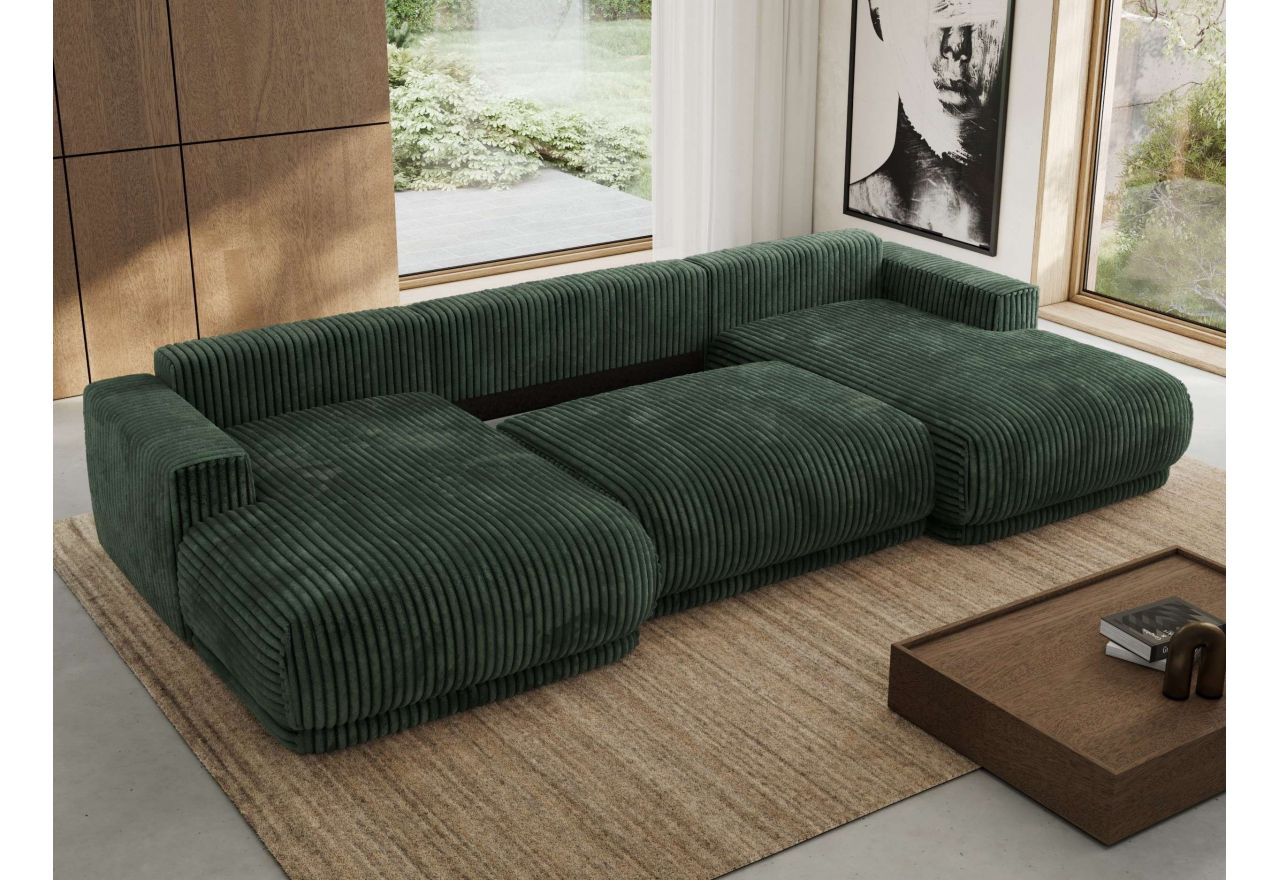 Narożnik RINA U - uniwersalny - ciemnozielony, sztruks