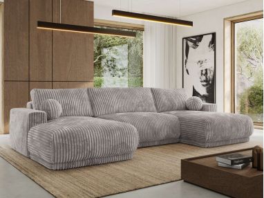 Narożnik RINA U - uniwersalny - jasnoszary, sztruks