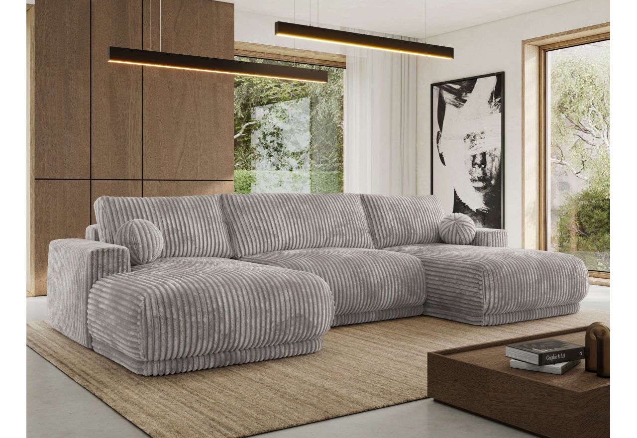 Narożnik RINA U - uniwersalny - jasnoszary, sztruks