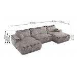 Narożnik RINA U - uniwersalny - jasnoszary, sztruks