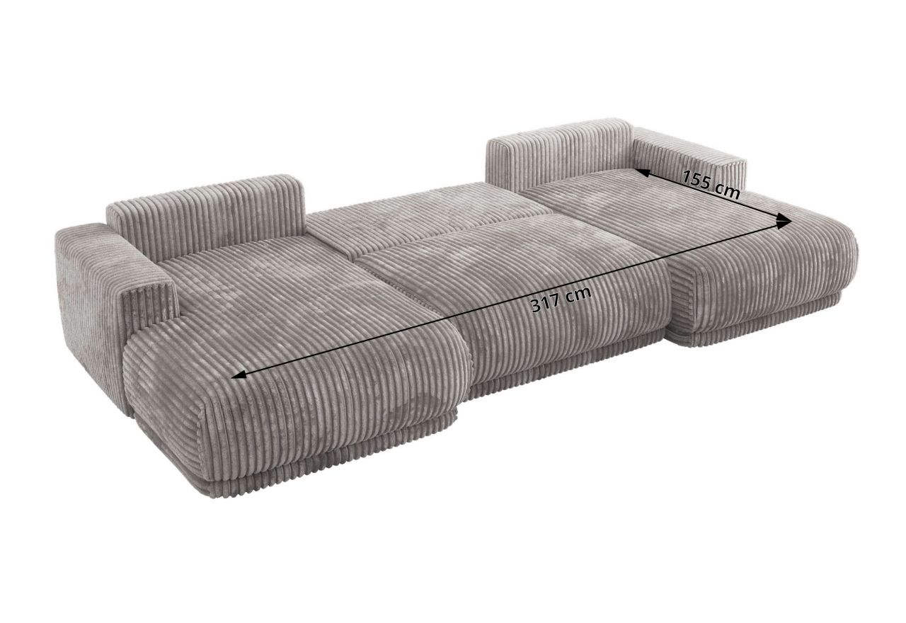 Narożnik RINA U - uniwersalny - jasnoszary, sztruks