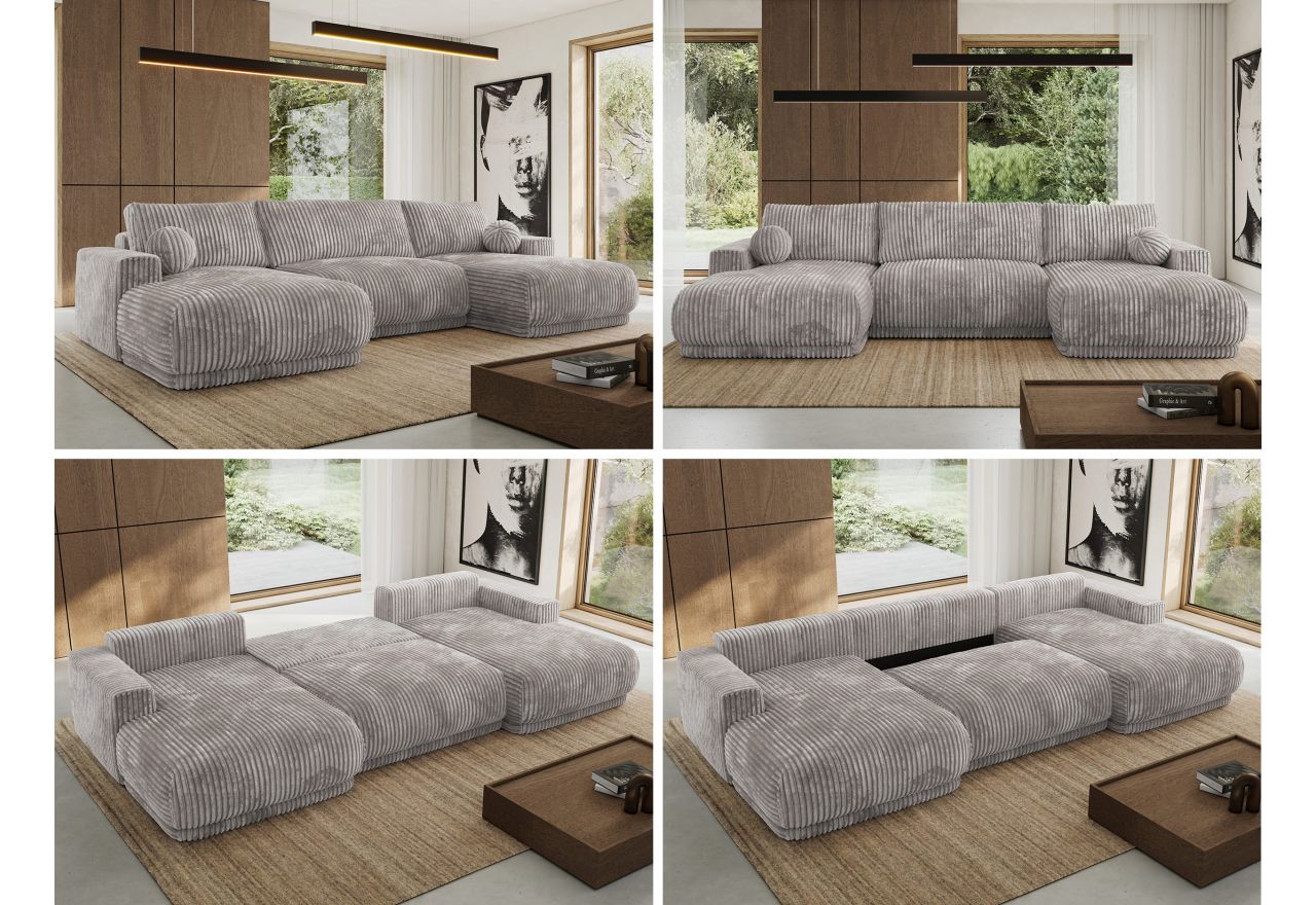 Narożnik RINA U - uniwersalny - jasnoszary, sztruks