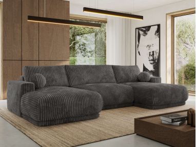 Narożnik RINA U - uniwersalny - szary, sztruks