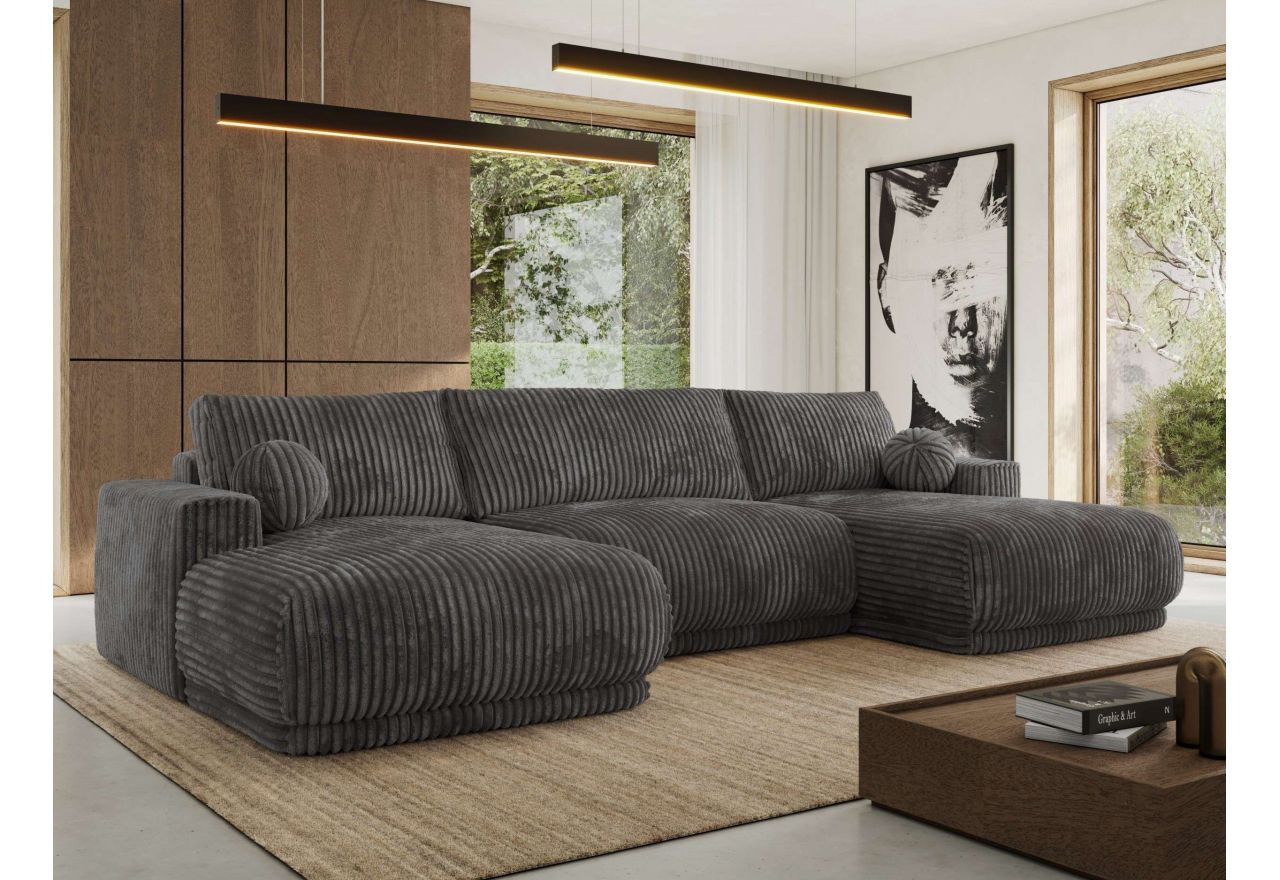 Narożnik RINA U - uniwersalny - szary, sztruks