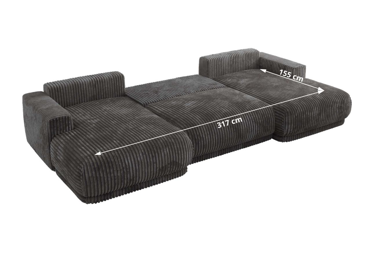 Narożnik RINA U - uniwersalny - szary, sztruks