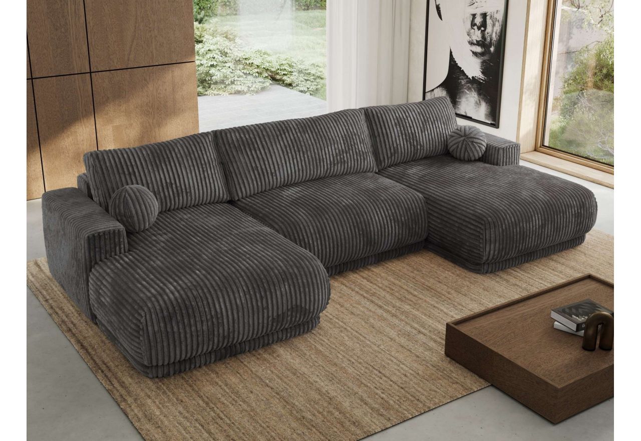 Narożnik RINA U - uniwersalny - szary, sztruks