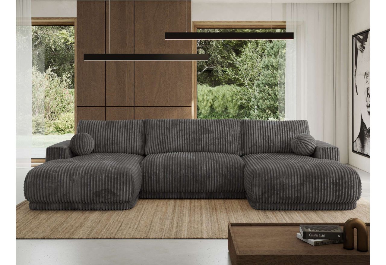 Narożnik RINA U - uniwersalny - szary, sztruks