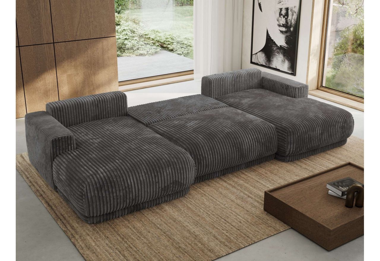 Narożnik RINA U - uniwersalny - szary, sztruks