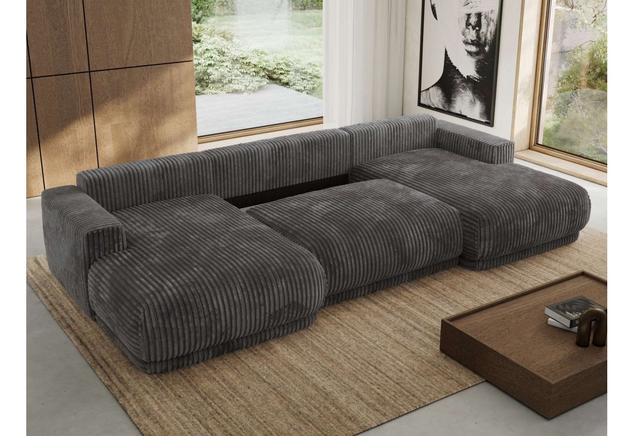 Narożnik RINA U - uniwersalny - szary, sztruks